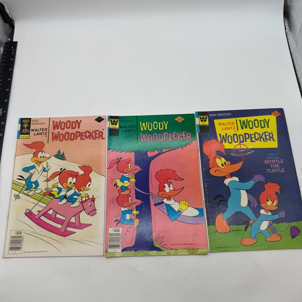 Vintage Woody Woodpecker Comic Book Lot of 3 Gold Key Whitman Walter Lantz 1970s